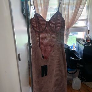 Blush fashion nova mini dress with back out